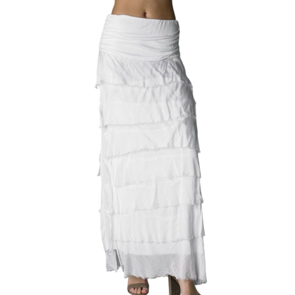 Italian Silk Tiered Maxi Skirt